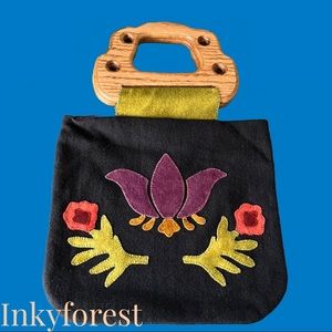 Handcrafted Wooden Handle Granny Purse